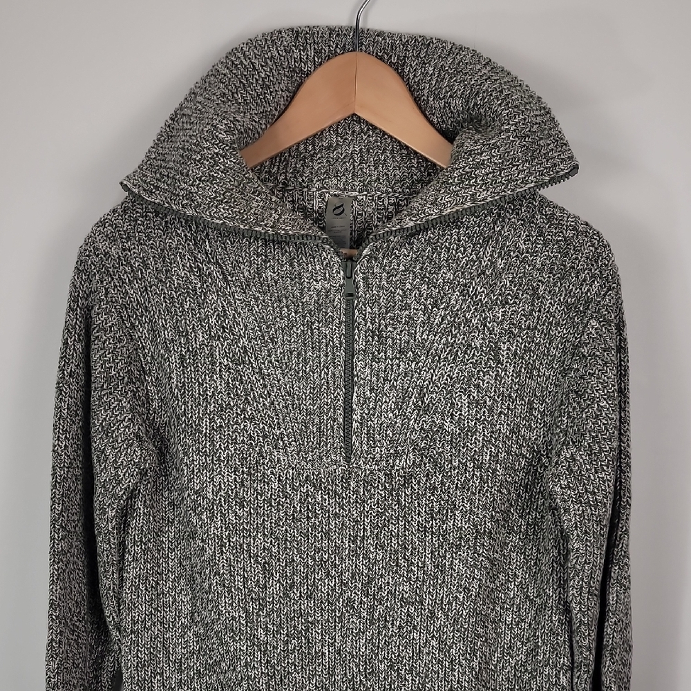 Lou & Grey Olive Cream Quarter Zip Knit Sweater